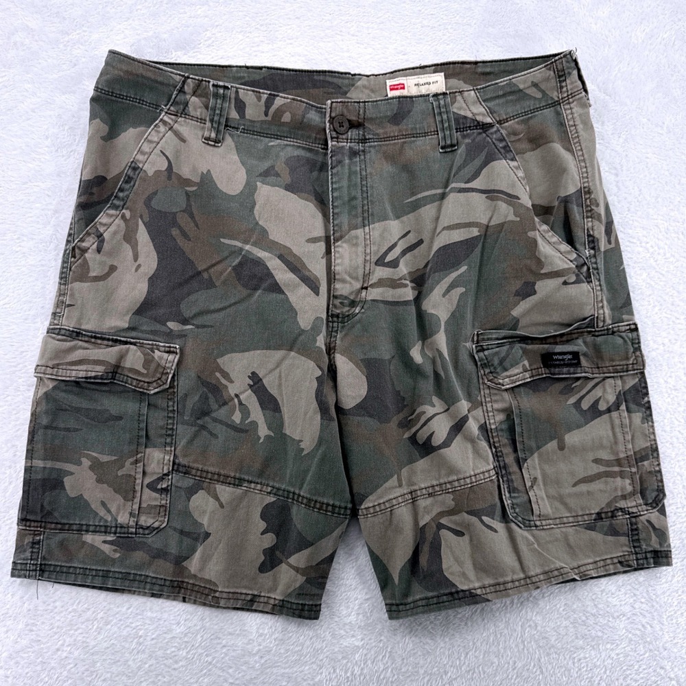 Wrangler Cargo Shorts Mens 36 Green Utility Camo Grunge Army Camouflage‎ Work